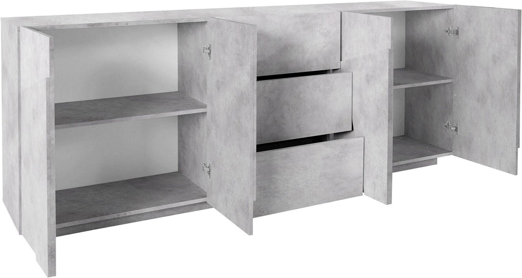 Credenza PING 220 cm 4 ante + 3 cassetti grigio  cemento bronx - Milano 7 Arte e Design