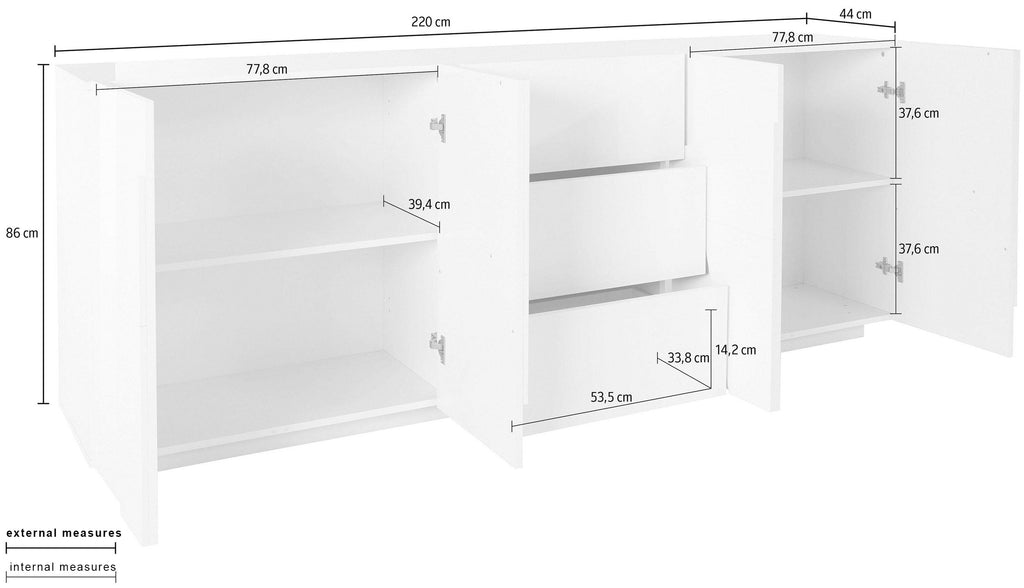 Credenza PING 220 cm 4 ante + 3 cassetti - Milano 7 Arte e Design