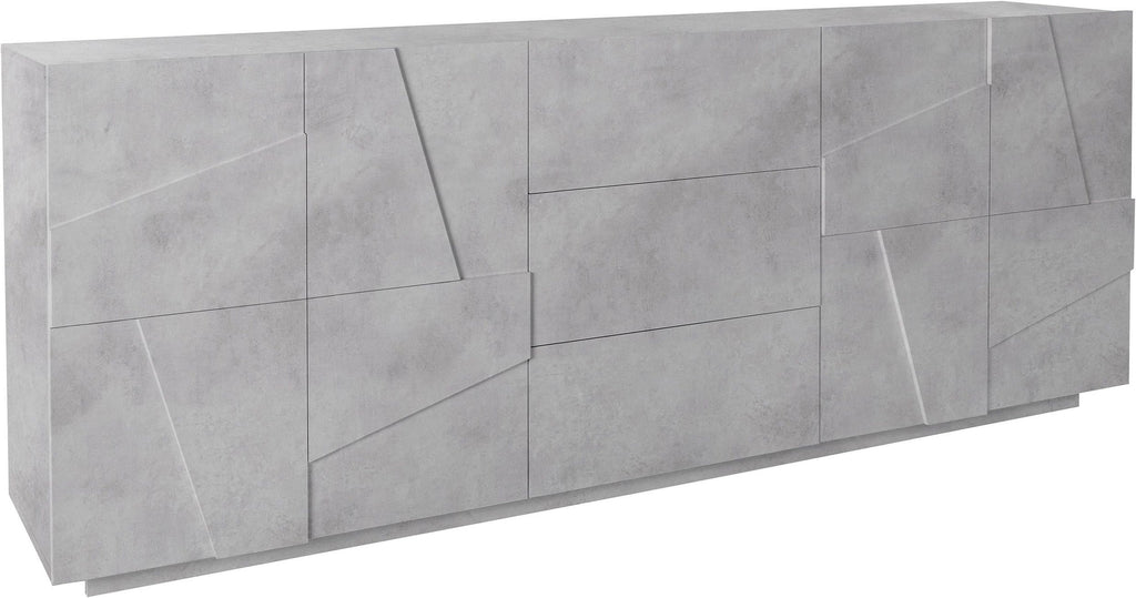 Credenza PING 220 cm 4 ante + 3 cassetti grigio  cemento bronx - Milano 7 Arte e Design