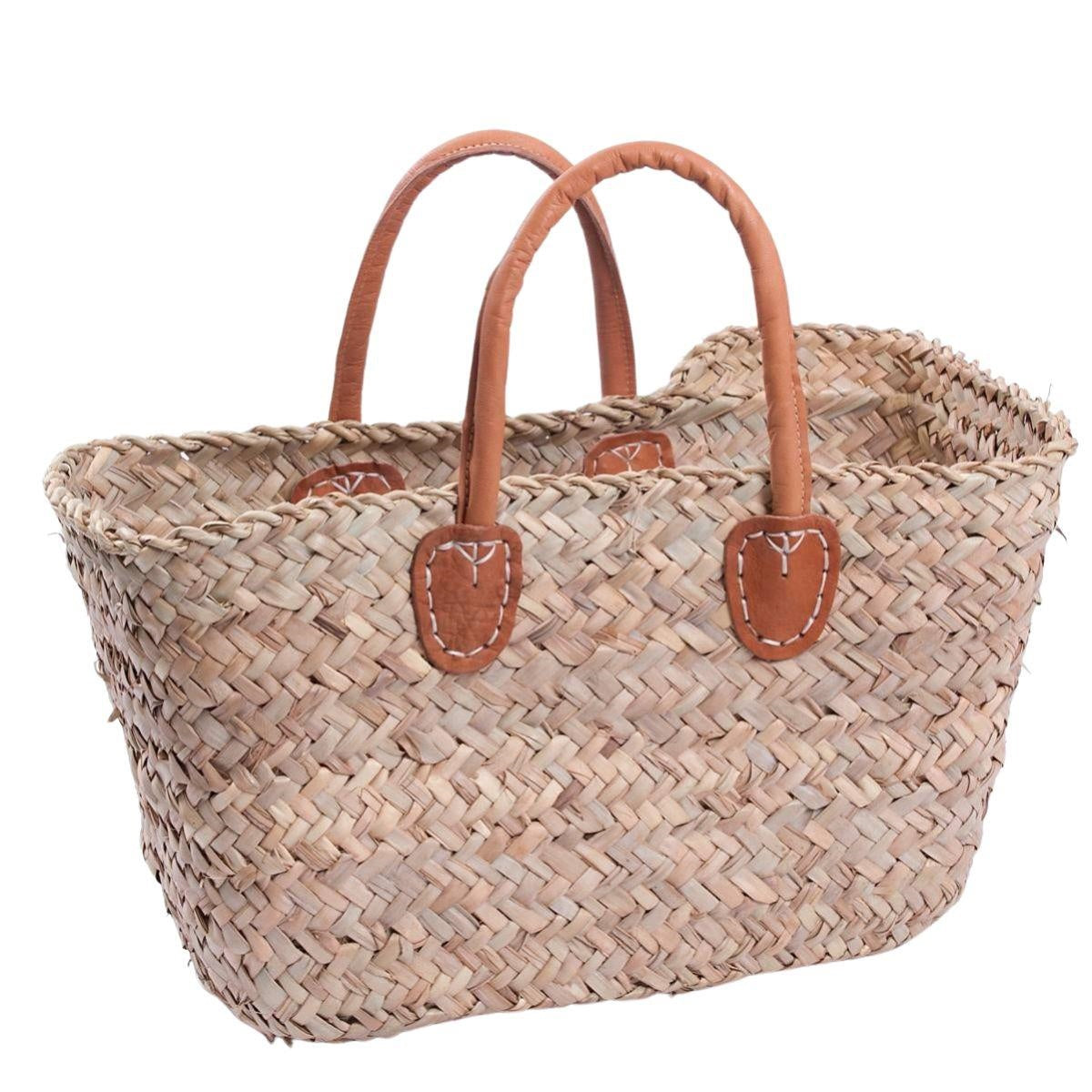 Borsa in palma con manici in pelle 40X20H25