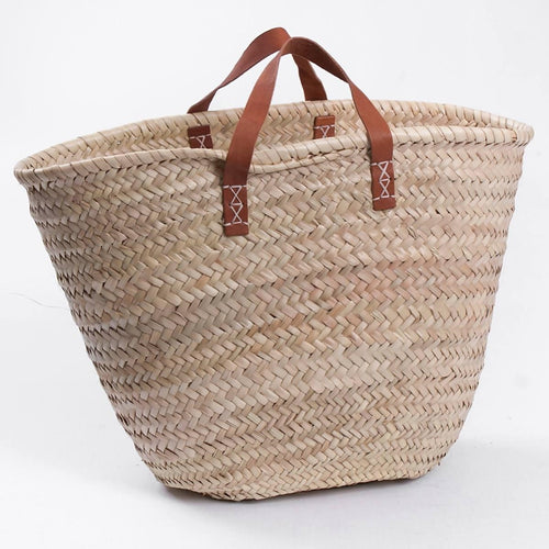 Borsa in palma con manici in cuoio 59H29 - Milano 7 Arte e Design