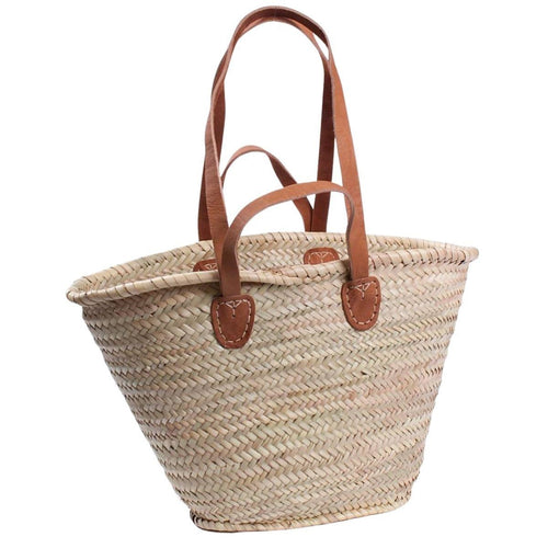 Borsa in palma con manici in cuoio 48X28H35 - Milano 7 Arte e Design