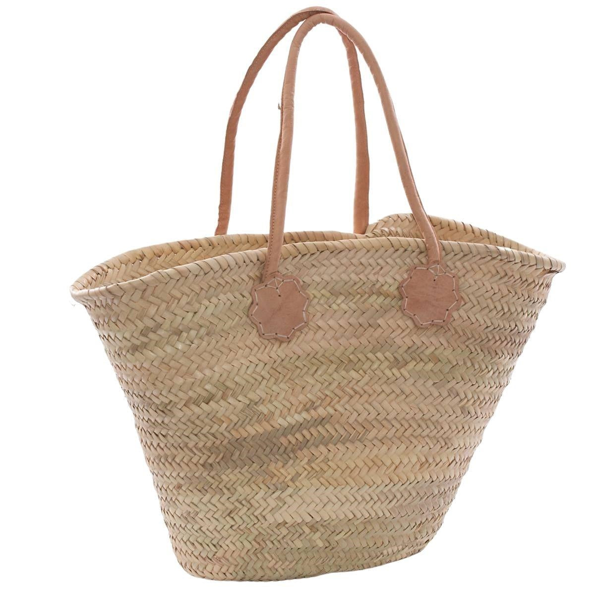 Borsa in palma con manici in cuoio 65X40H53