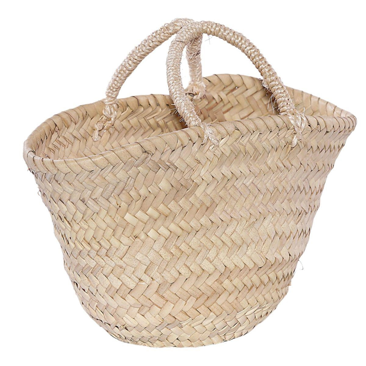 Borsa in palma con manici in sisal 29X11H16