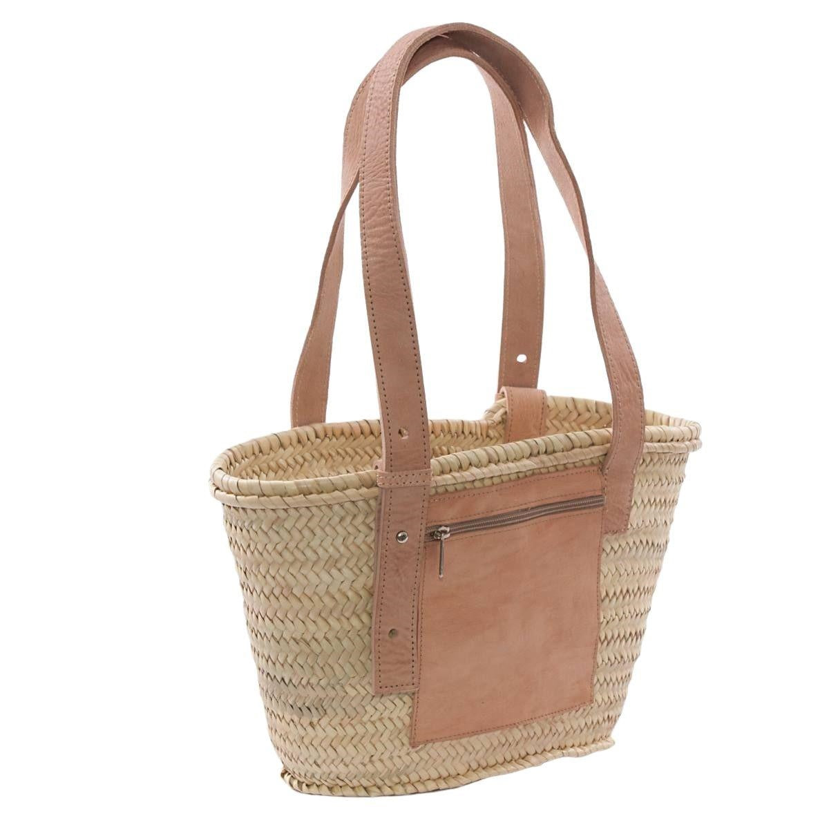Borsa in palma con manici regolabili in ecopelle 48X15H25 - Milano 7 Arte e Design