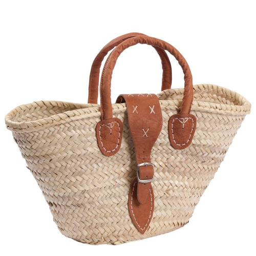 Borsa in palma con manici in cuoio 48X15H24/34 - Milano 7 Arte e Design