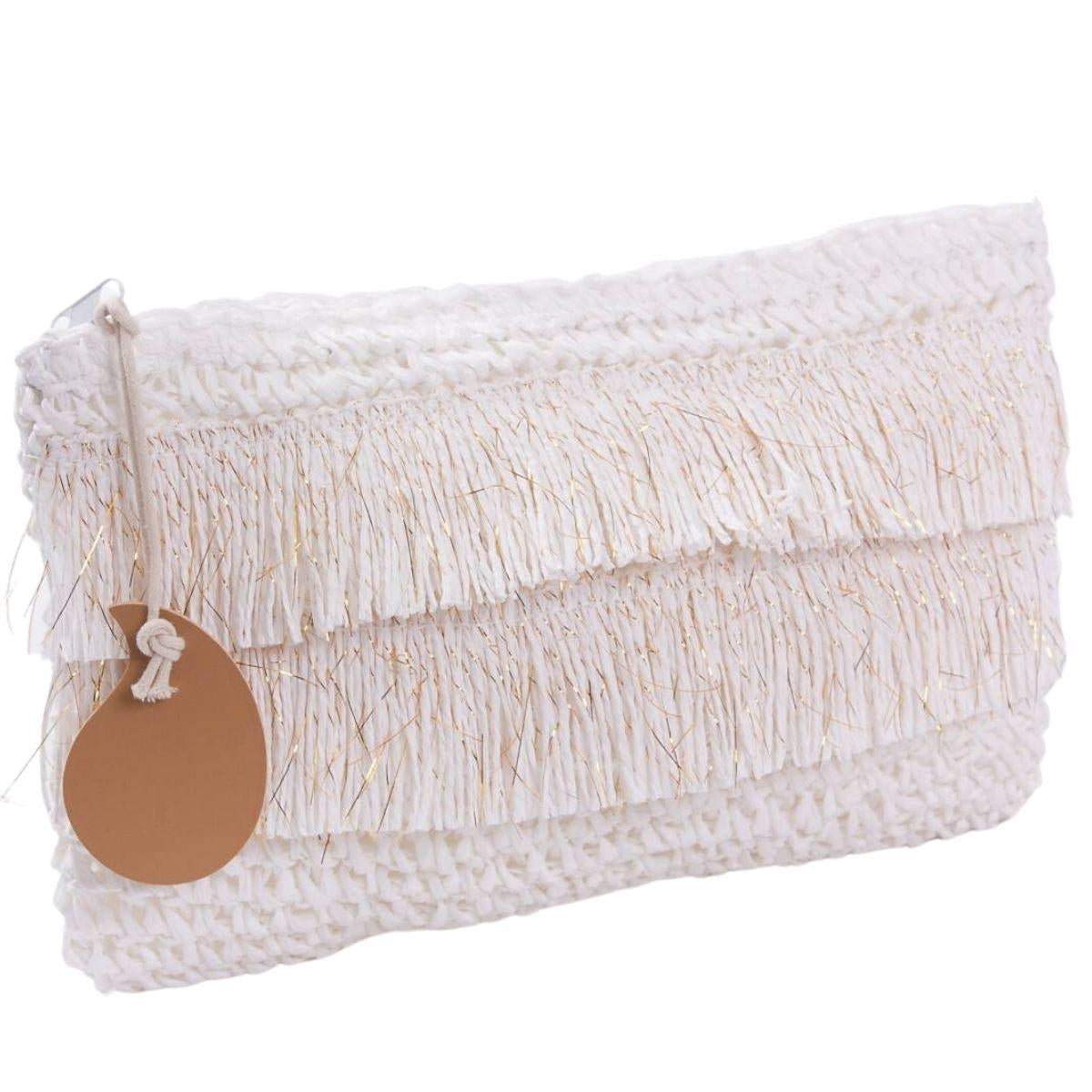 Pochette in fibre naturali bianca 28H18 - Milano 7 Arte e Design