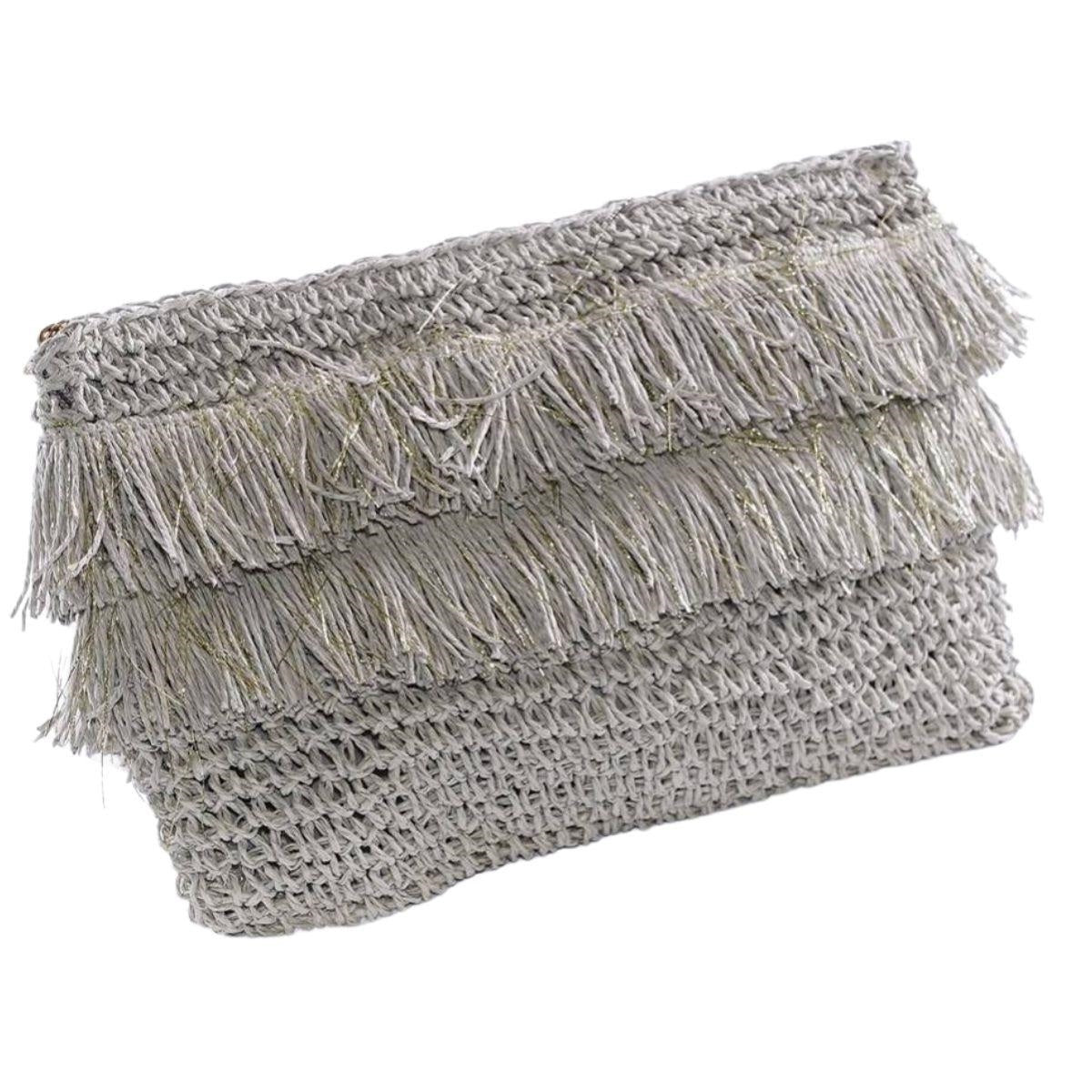 Pochette in fibre naturali grigia 28H18 - Milano 7 Arte e Design