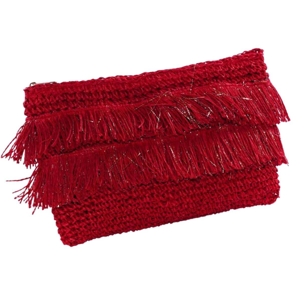 Pochette in fibre naturali rossa 28H18 - Milano 7 Arte e Design