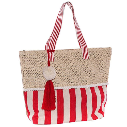 Borsa in cotone a righe rosse 50XH40 - Milano 7 Arte e Design