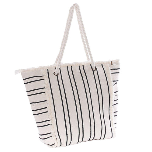 Borsa in cotone a righe nere 31H36 - Milano 7 Arte e Design
