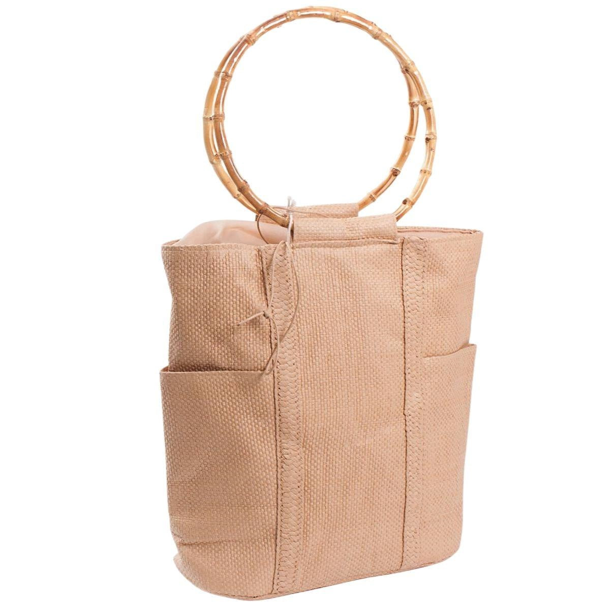 Borsa in fibre naturali con manici in bambù48H68