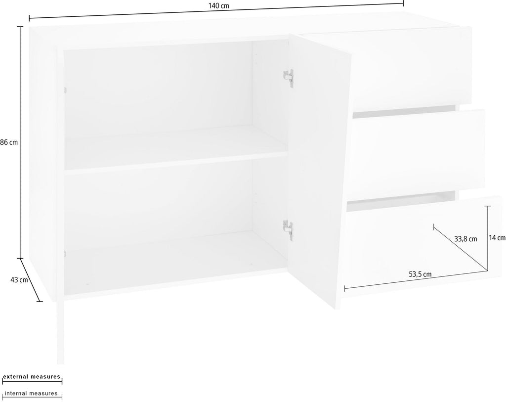Credenza VEGA 140 cm 2 ante + 3 cassetti
