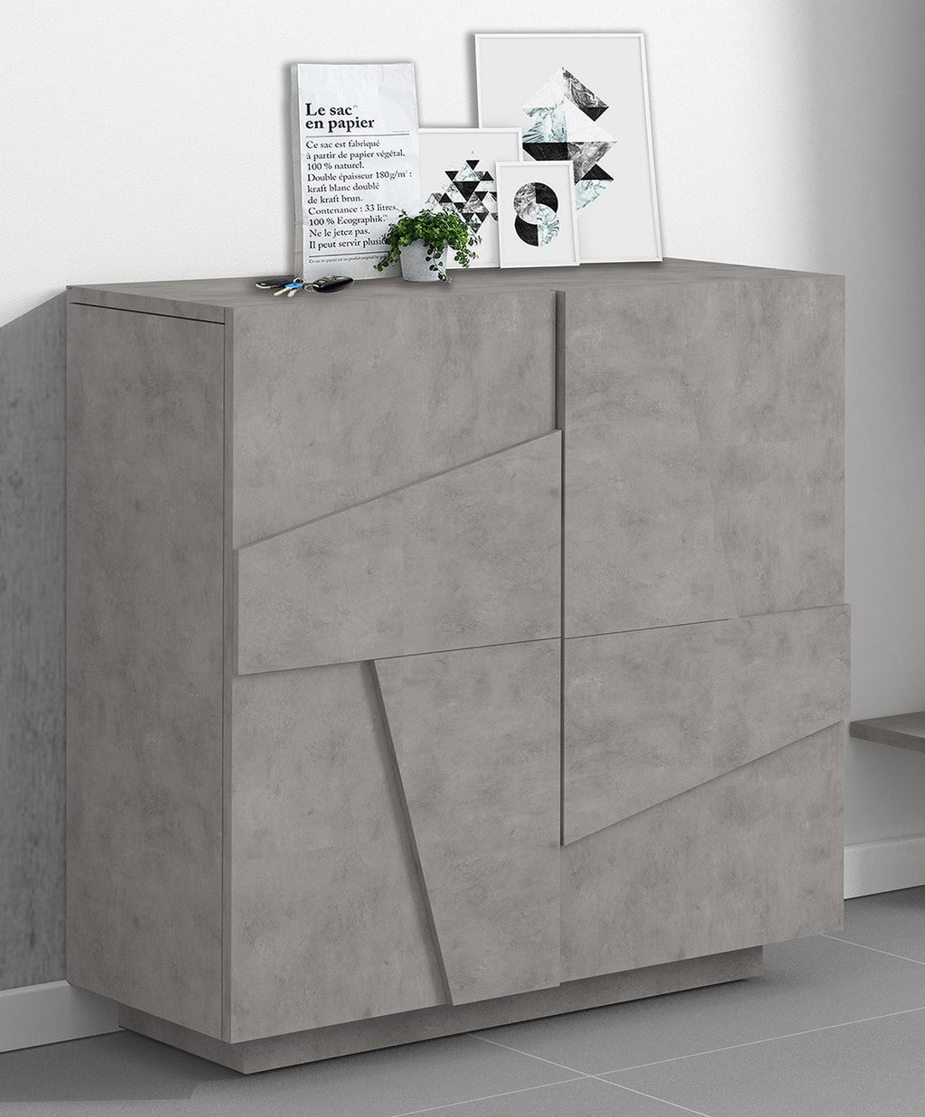 Scarpiera PING 2 ante battenti colore Cemento Bronx - Milano 7 Arte e Design