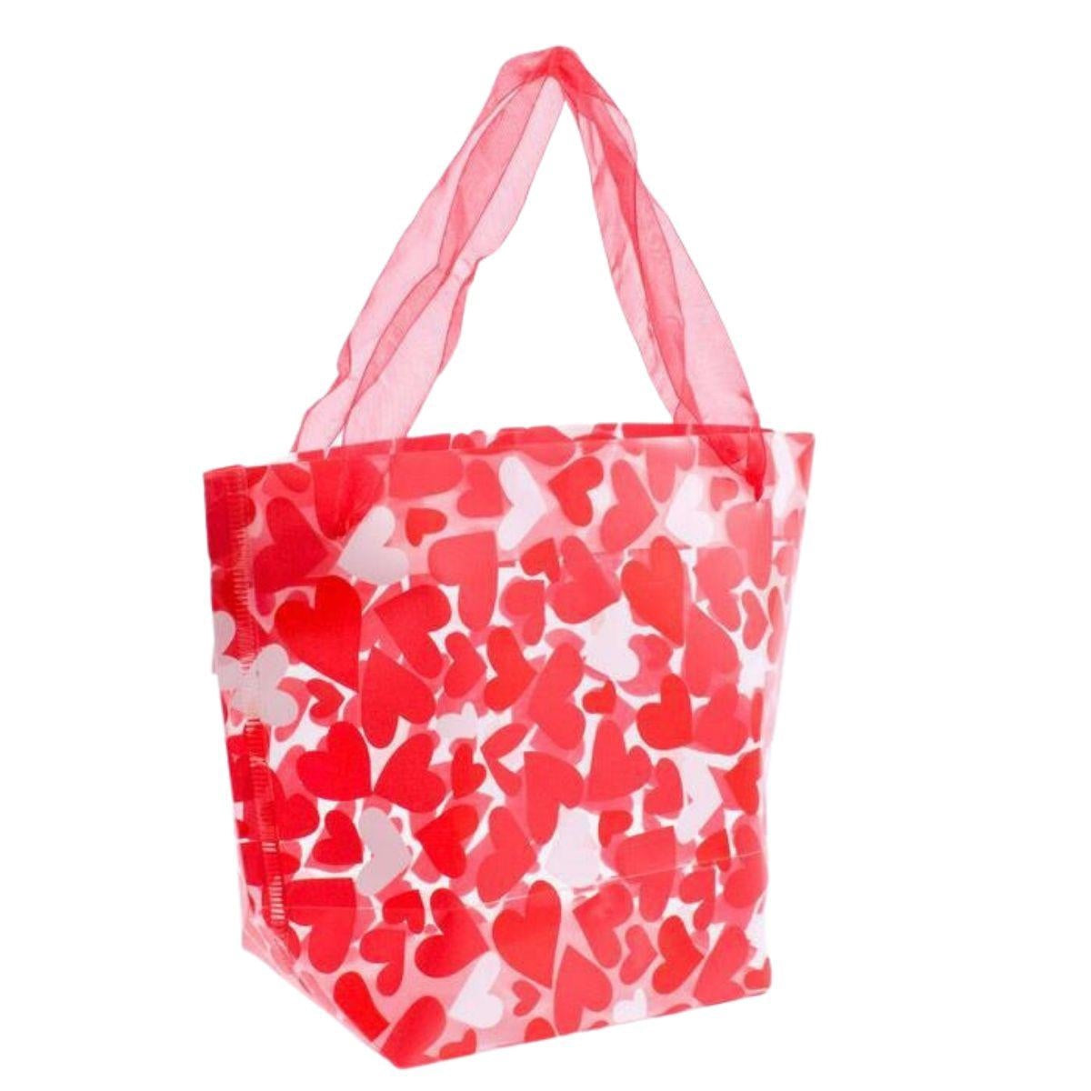 Shopper in pvc con stampa cuori 22,5H7,5 in confezione da 6