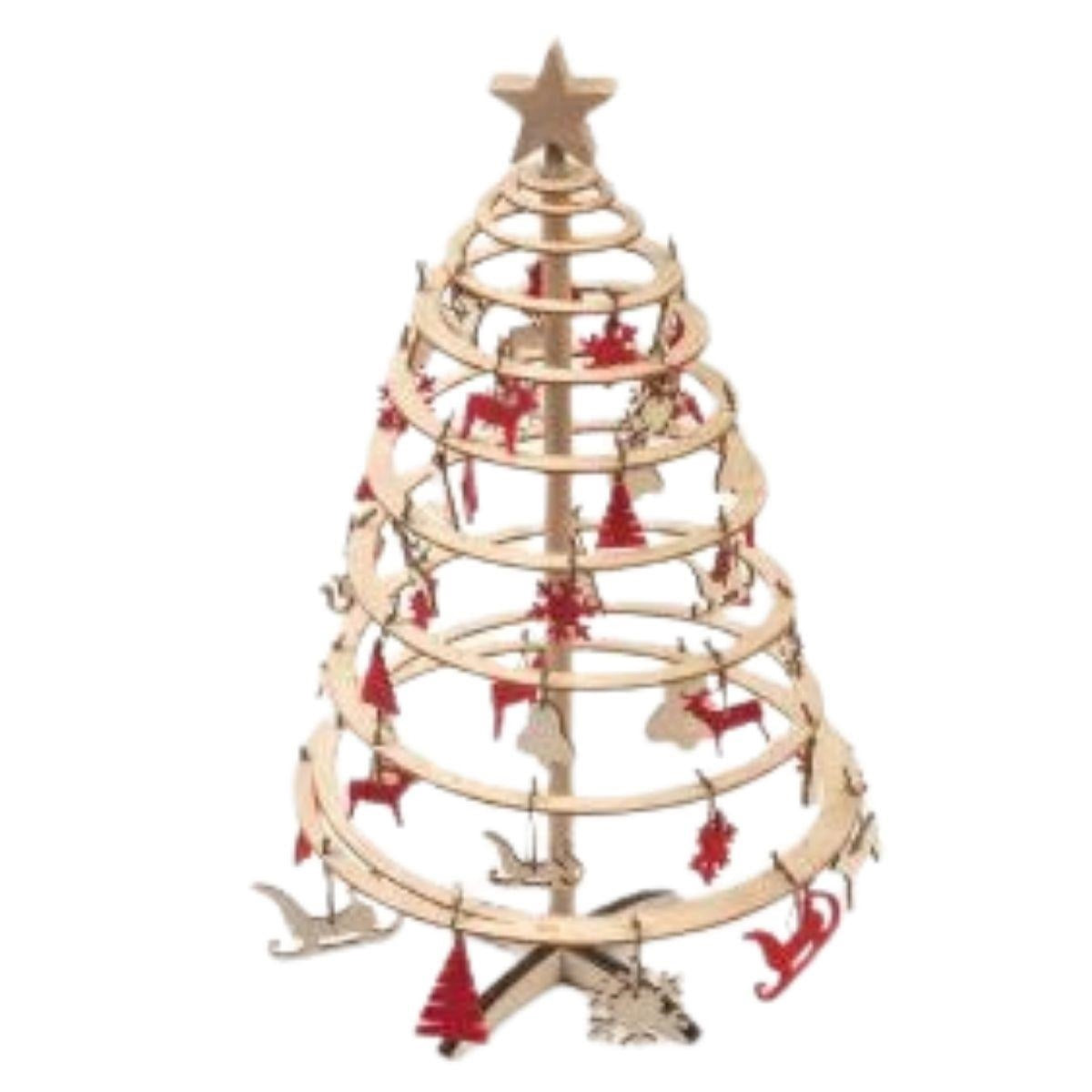 Decorazione Albero di Natale in legno con addobbi Ø25H42 - Milano 7 Arte e Design
