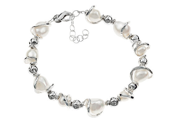 MPBR2148 - BRACCIALE IN ARGENTO 925 NATURALE E PERLE - Milano 7 Arte e Design
