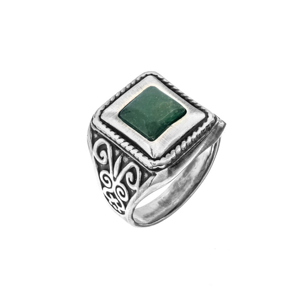 MPAT1284B - ANELLO UOMO IN ARGENTO 925‰ BRUNITO E PIETRA - Milano 7 Arte e Design