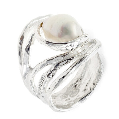 MPAT152 - ANELLO IN ARGENTO 925‰ NATURALE E PERLA D'ACQUA DOLCE - Milano 7 Arte e Design