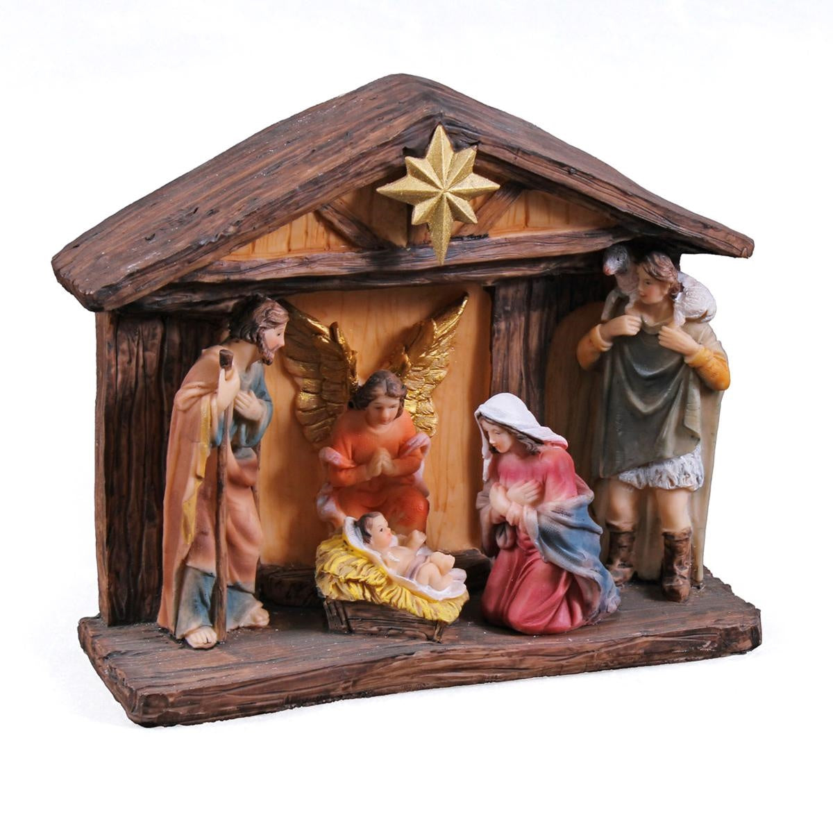 PRESEPE NATIVITA' RESINA C/LED CM.18X6H16
