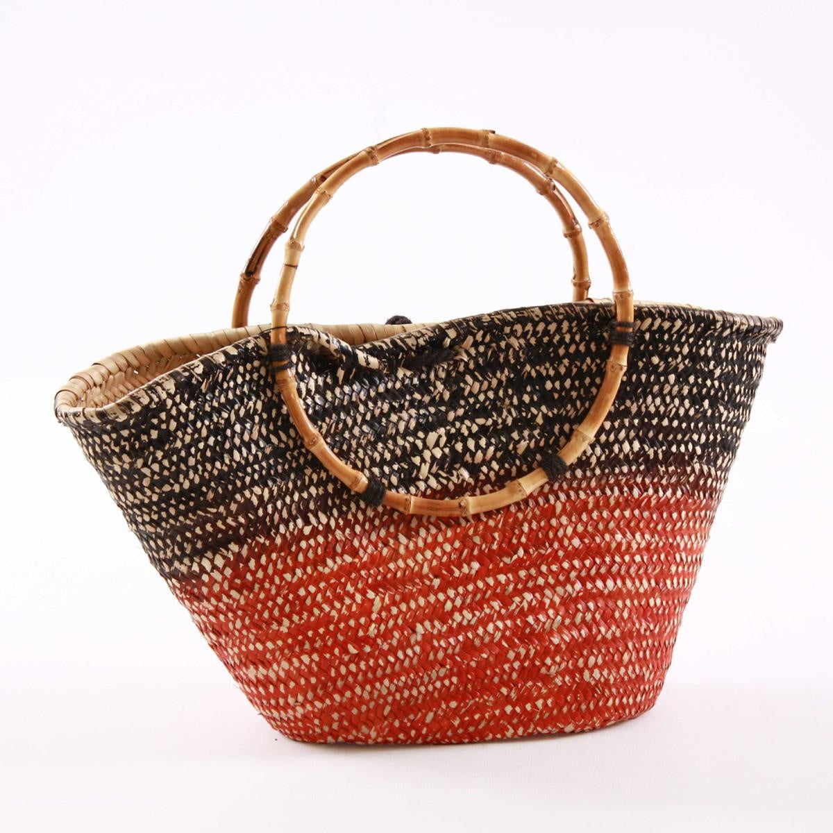BORSA                   PAGLIA DIPINTA A MANO - MANICO BAMBOO va - Milano 7 Arte e Design