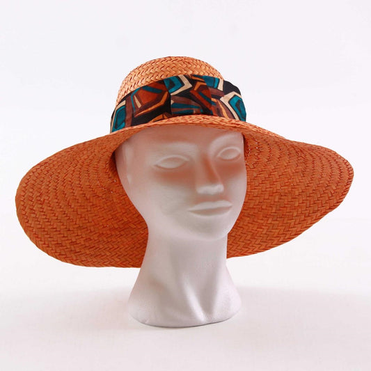 CAPPELLO                100% PAGLIA NATURALE COL.ARANCIO/FASCIA