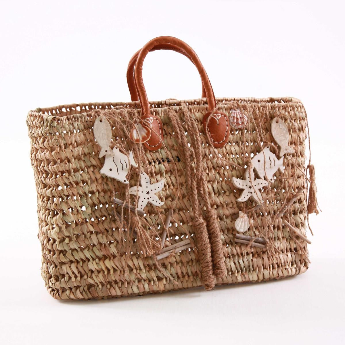 BORSA                   PAGLIA NATURALE MANICO VERA PELLE  var.u