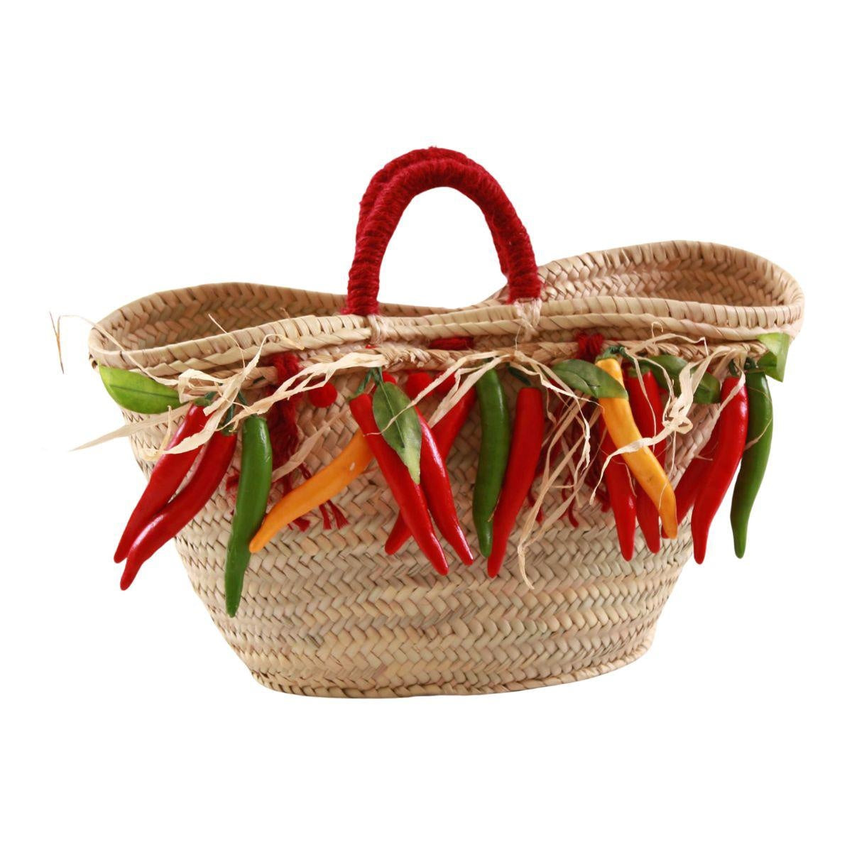 BORSA                   100% PAGLIA NATURALE DECORO PEPERONI