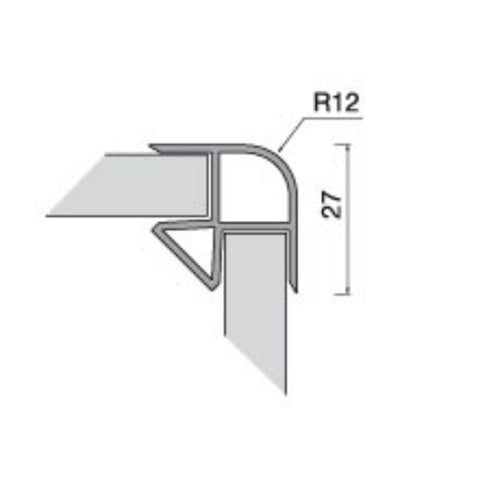 Angolare per zoccolo 90° R12 doppio rivestimento in PVC ciliegio H 12 cm.