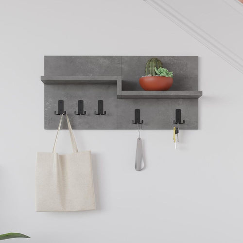 Appendiabiti a muro Harmon con mensole e 5 ganci colore retro grey
