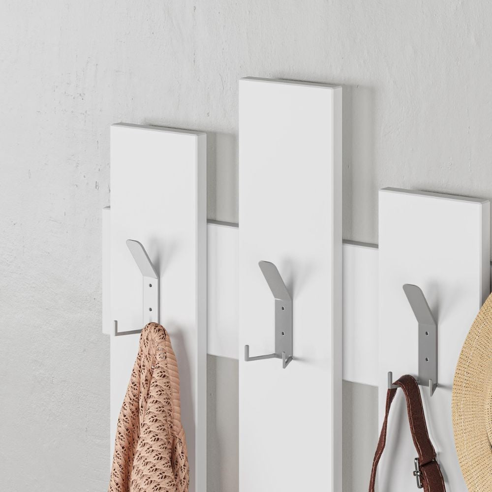 Appendiabiti a muro Wave bianco 8 ganci
