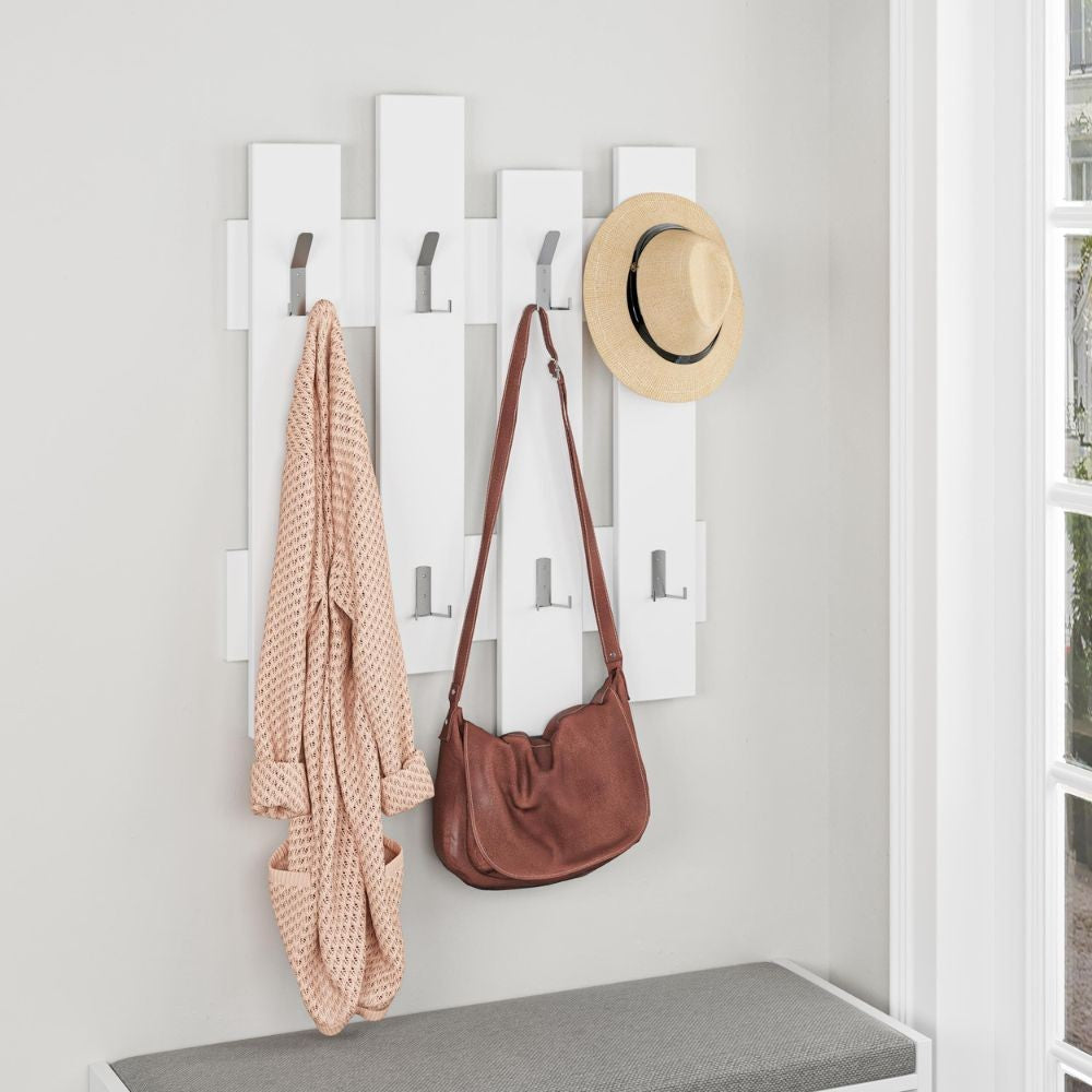 Appendiabiti a muro Wave bianco 8 ganci