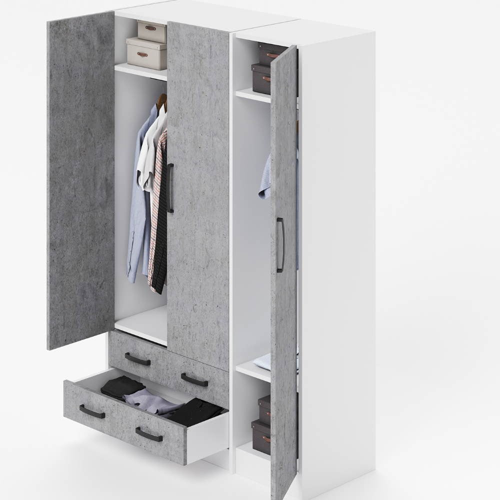 Armadio 210 tre ante e due cassetti olmo