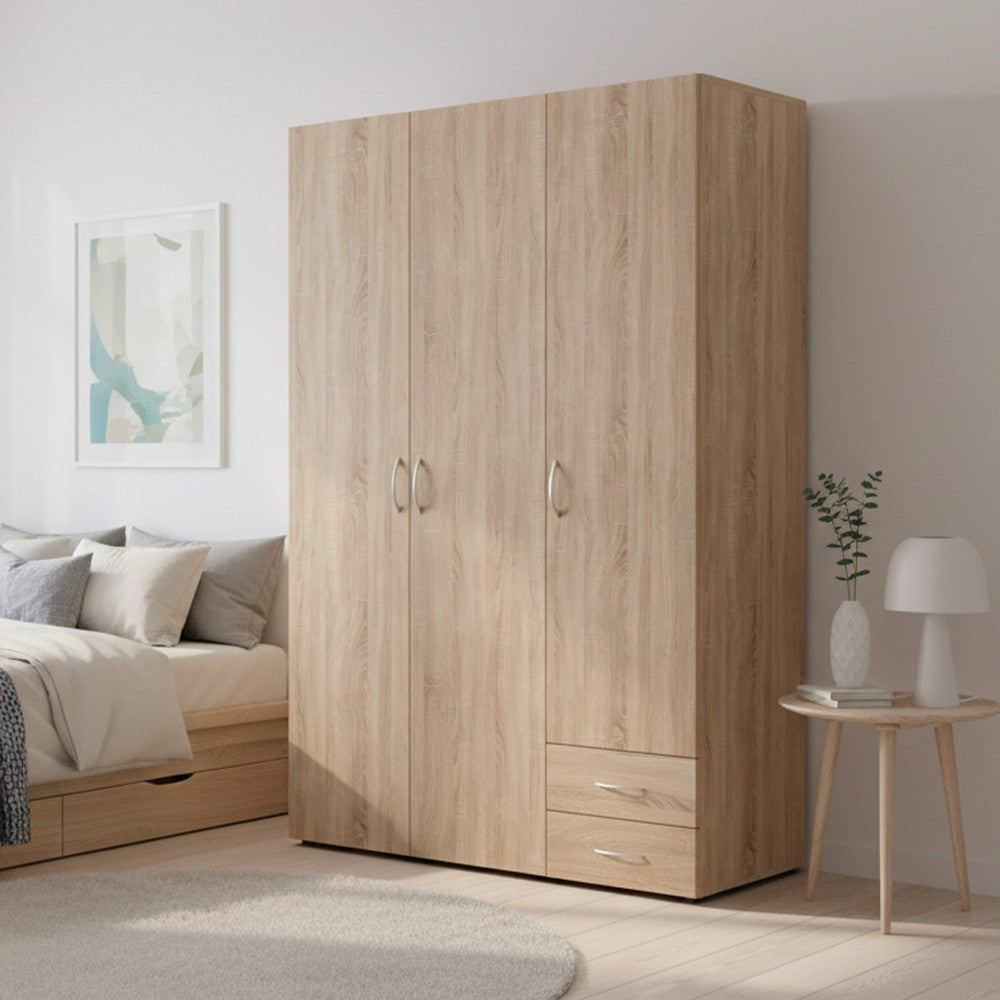 Armadio 3 ante 2 cassetti Seba 3 colore rovere sonoma