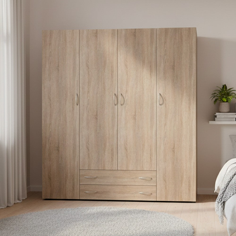 Armadio 4 ante 2 cassetti Seba 4 colore rovere sonoma