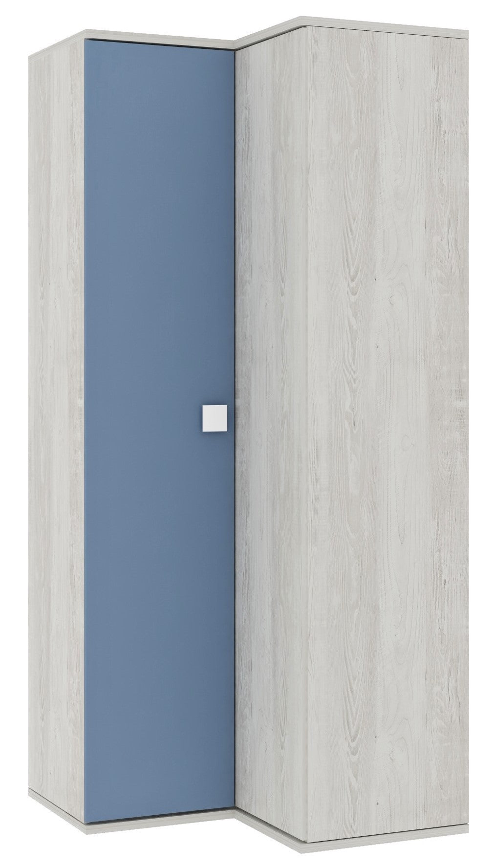 Armadio 98x96x223h angolare bianco consumato celeste
