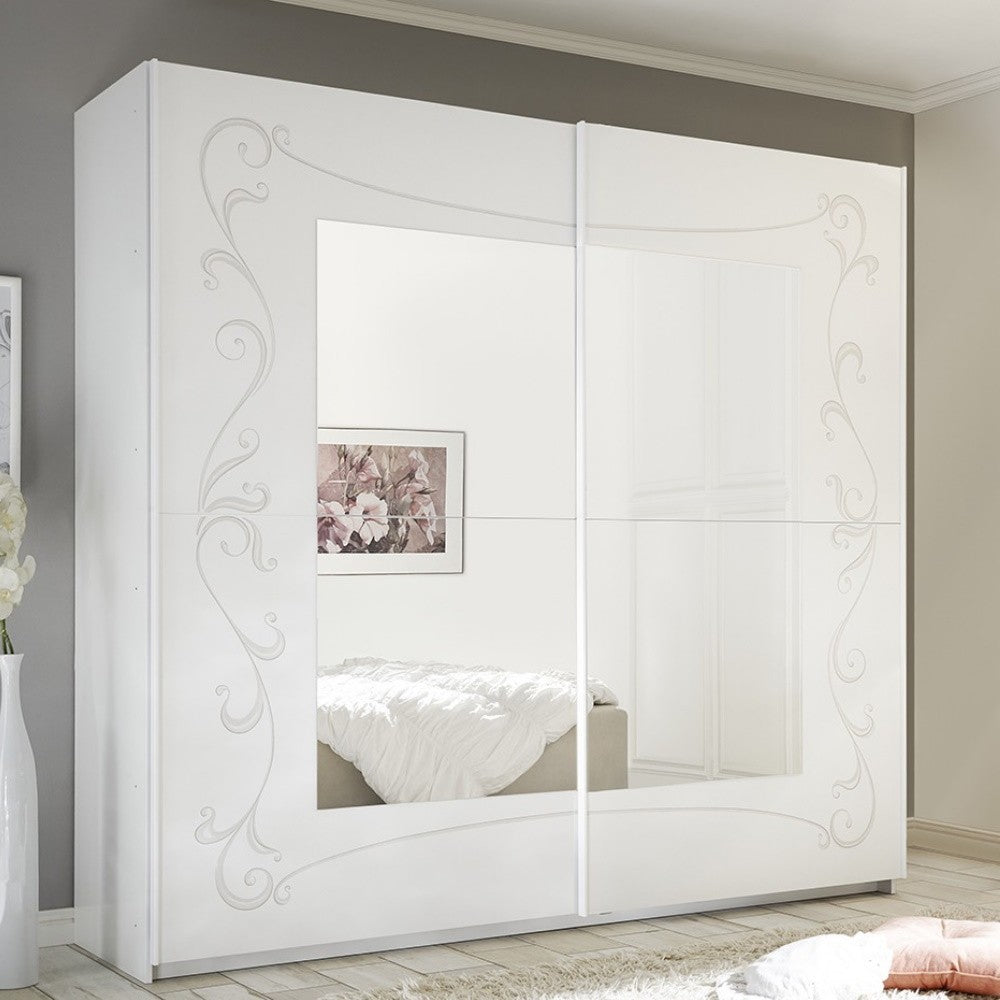 Armadio Ararat in colore bianco opaco avatar con serigrafie glitterate argento