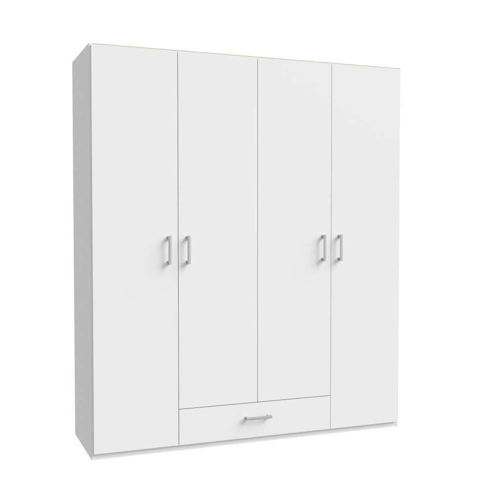 Armadio Arcadia 4 ante battenti e un cassetto colore bianco