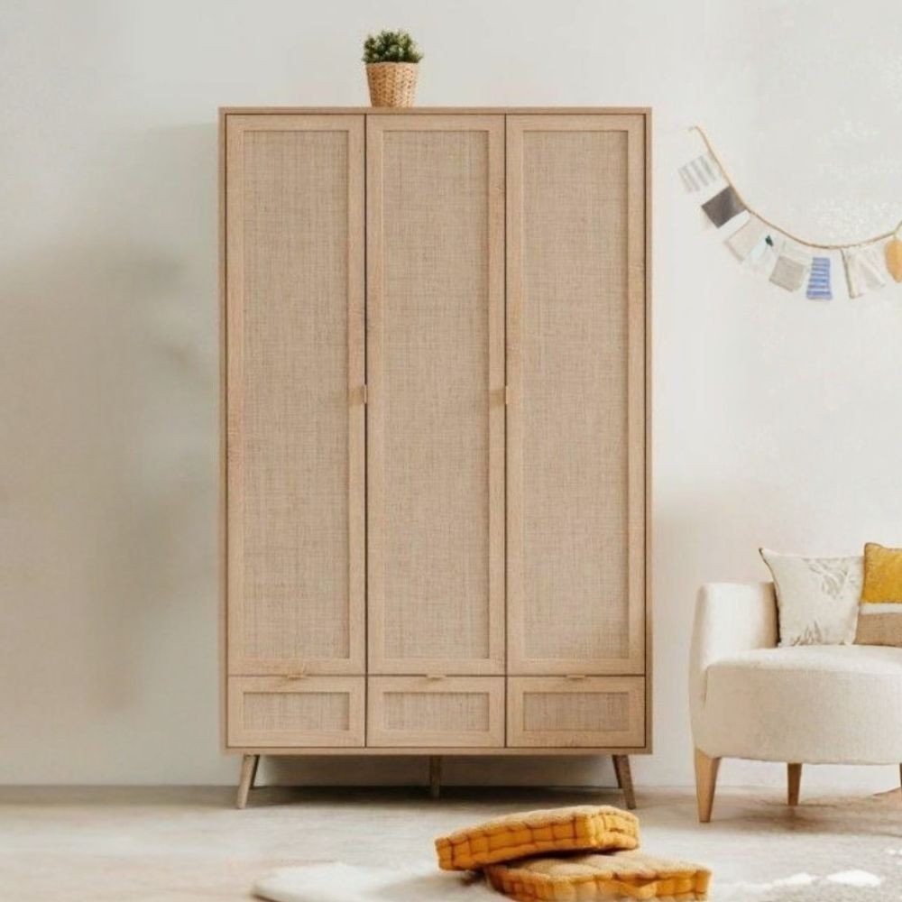 Armadio Bali 60B 3 ante e 3 cassetti effetto vimini