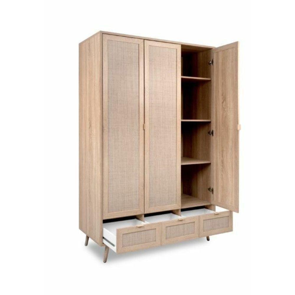 Armadio Bali 60B 3 ante e 3 cassetti effetto vimini