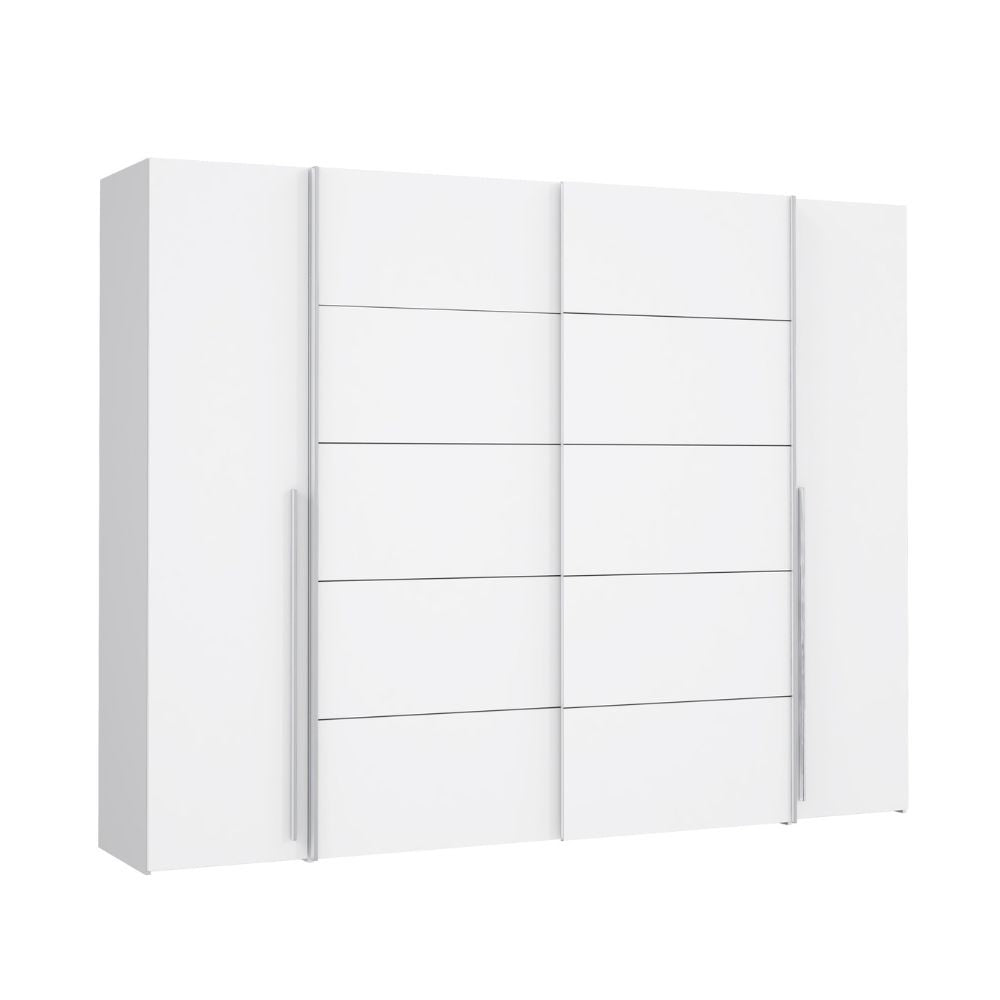 Armadio Callia con 2 ante battenti e 2 ante scorrevoli colore bianco 270.3x61.2xH210.5 cm.