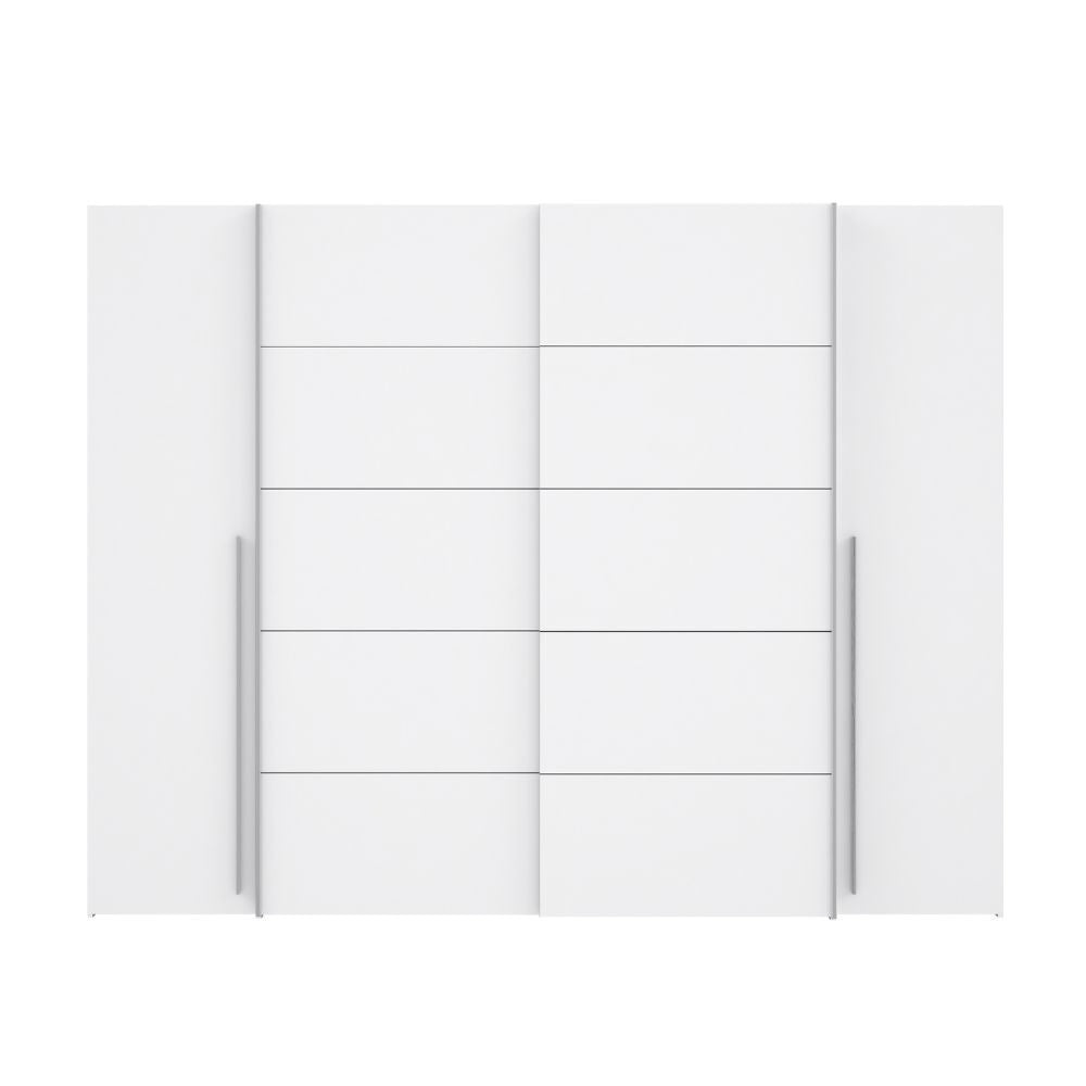 Armadio Callia con 2 ante battenti e 2 ante scorrevoli colore bianco 270.3x61.2xH210.5 cm.
