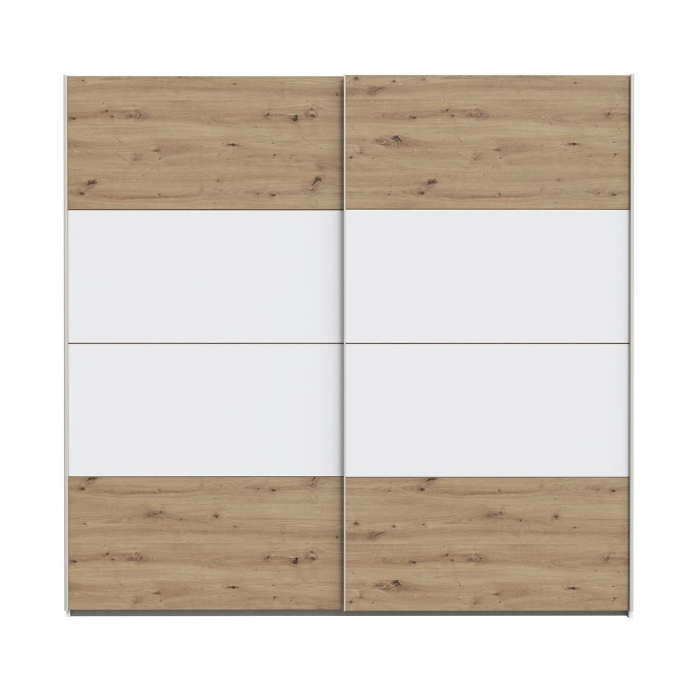 Armadio Elio 2 ante scorrevoli colore rovere con dettaglio bianco o rovere