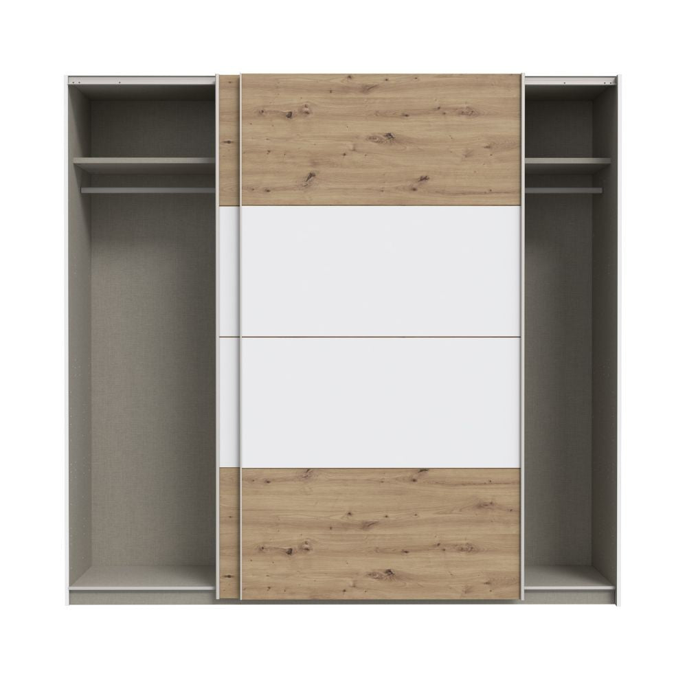 Armadio Elio 2 ante scorrevoli colore rovere con dettaglio bianco o rovere