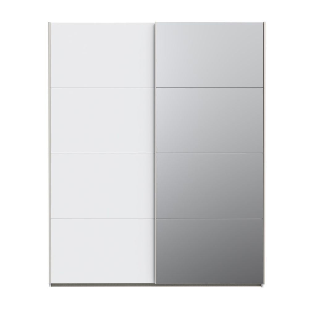 Armadio Elio con 1 anta a specchio e 1 anta scorrevoli colore bianco