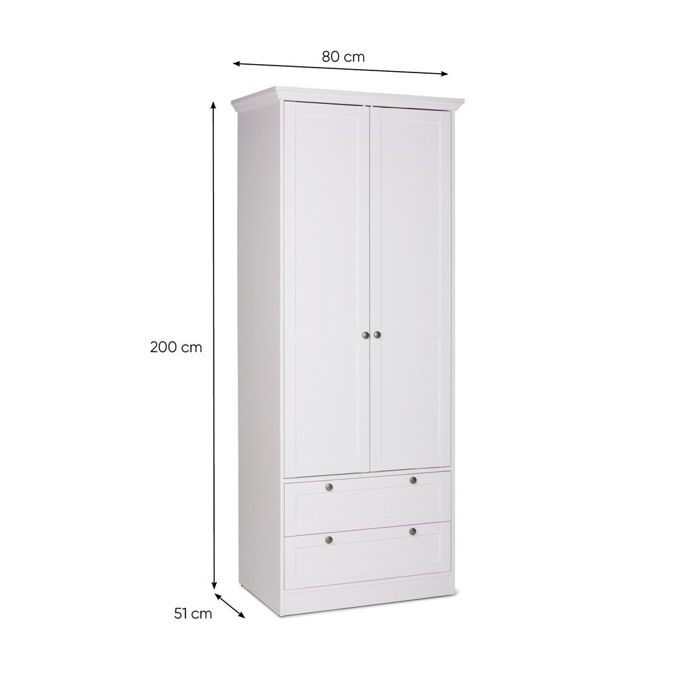 Armadio Landwood14 bianco due ante e due cassetti