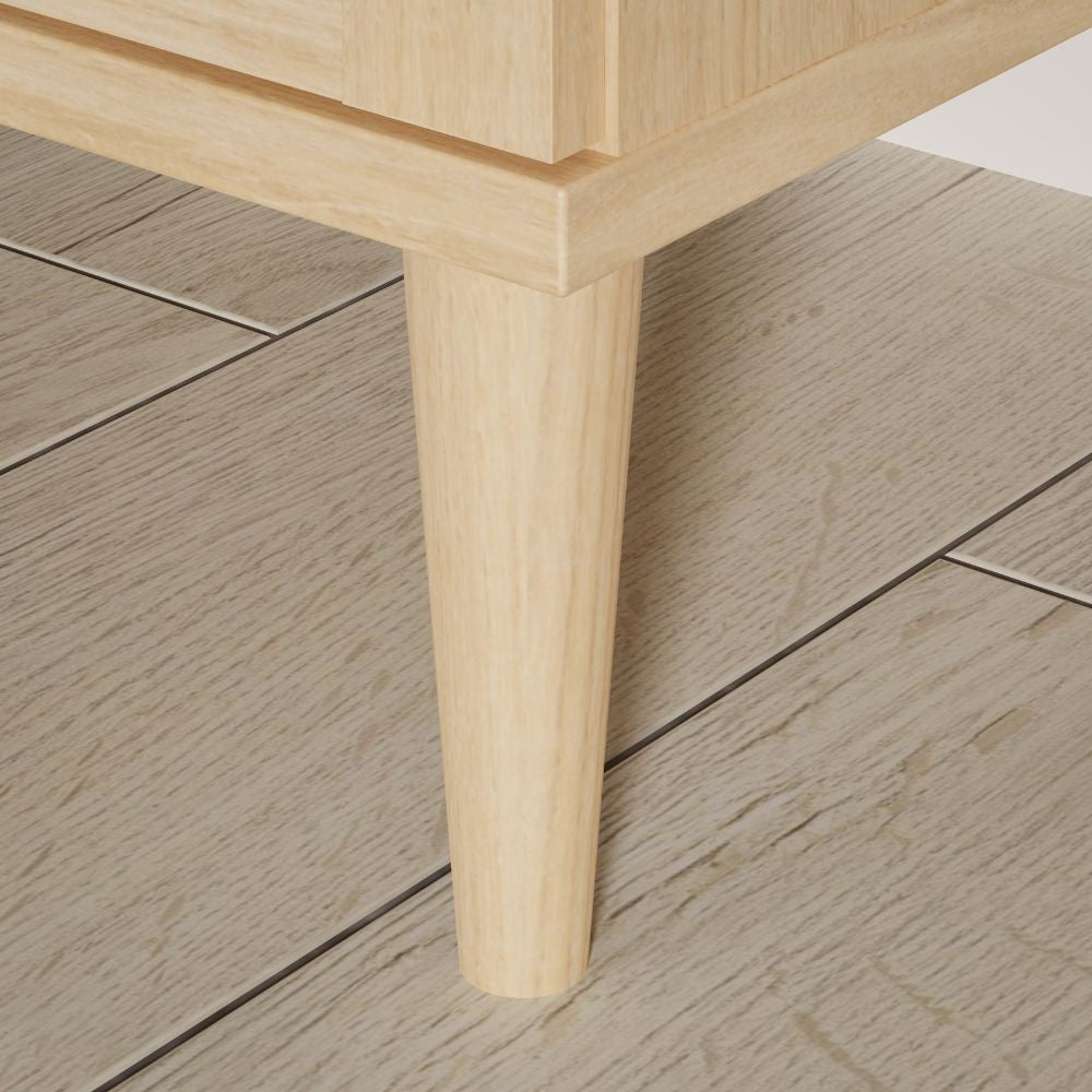 Armadio Livia 3 ante battenti con dettaglio in rattan intrecciato colore rovere