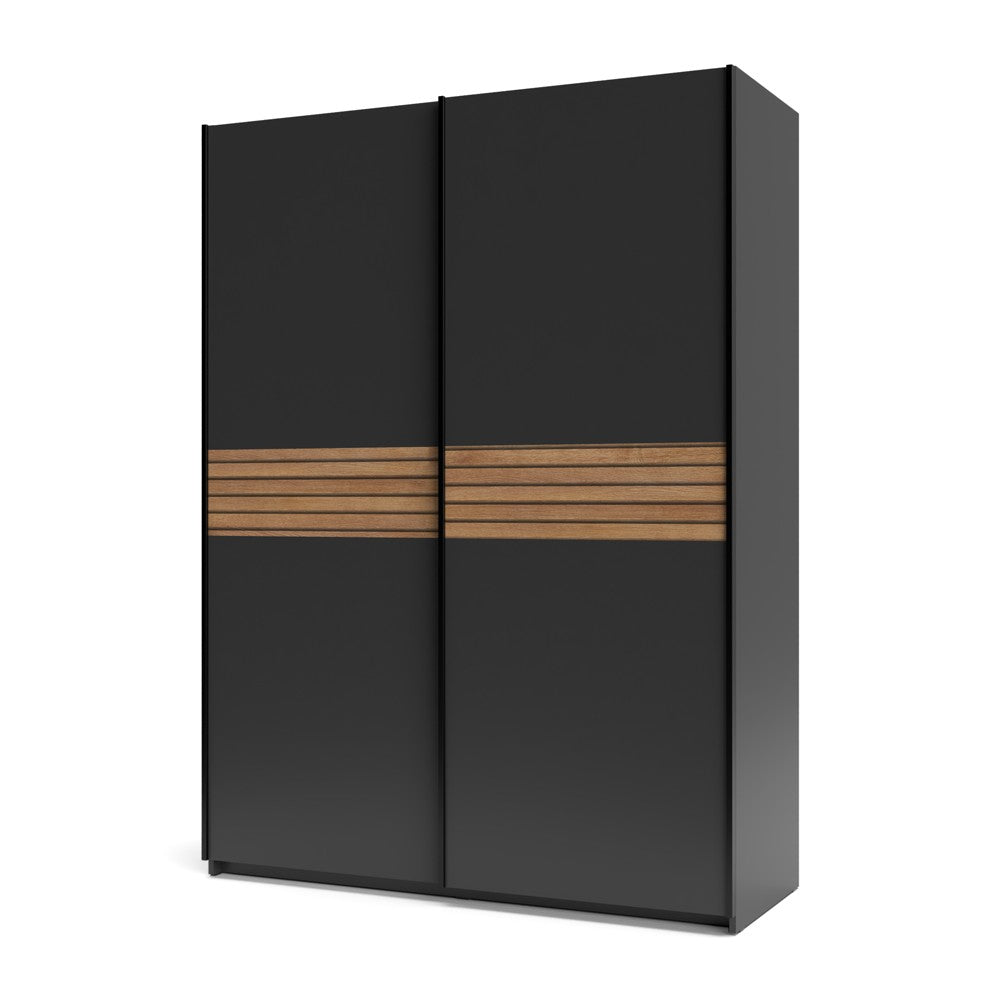 Armadio Metropol 2 ante scorrevoli 150 cm. colore antracite con inserti rovere