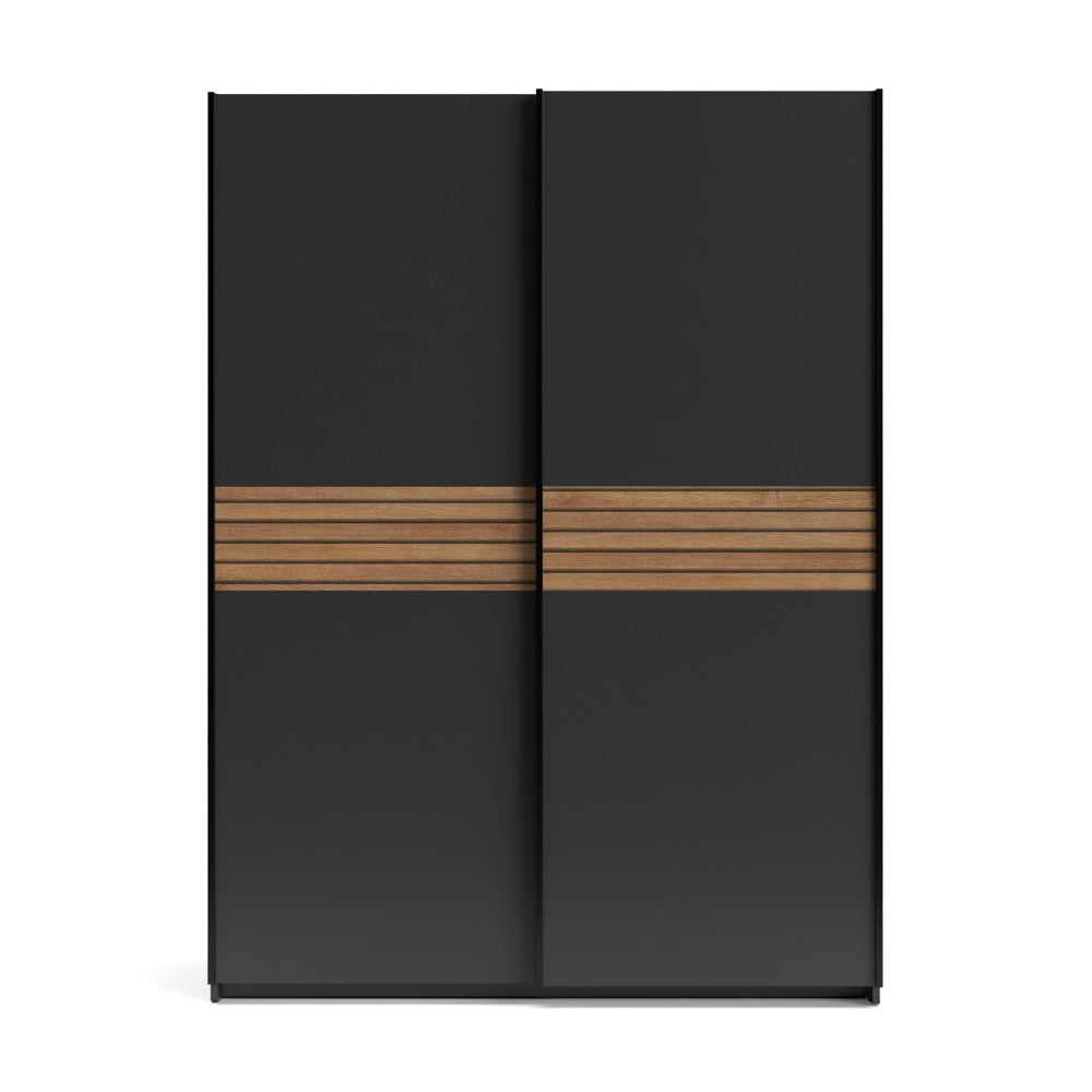 Armadio Metropol 2 ante scorrevoli 150 cm. colore antracite con inserti rovere