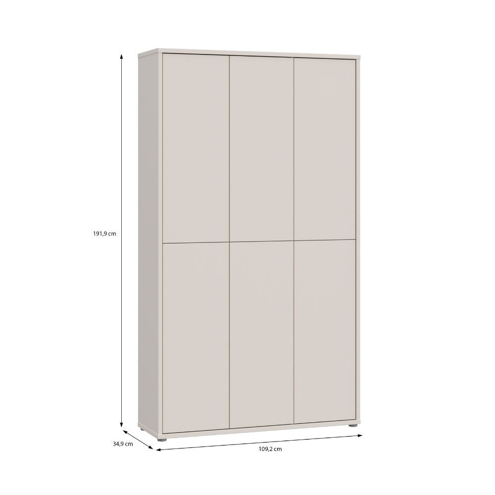Armadio multiuso Medea 6 ante colore cashmere 109.2x34.9xH191.9 cm.